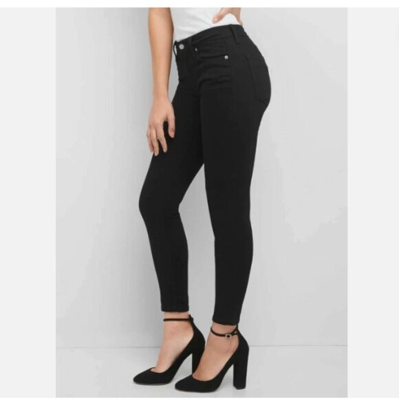 GAP Mid Rise True Skinny Ankle Jeans Black Rinse Size 26/2 RT$80 NWT Biker Moto - Picture 2 of 15